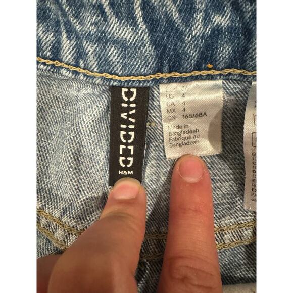 H&M Divided Women’s Cargo Jeans Size 4 Blue Wide Leg Utility Denim 100% Cotton - Picture 4 of 5